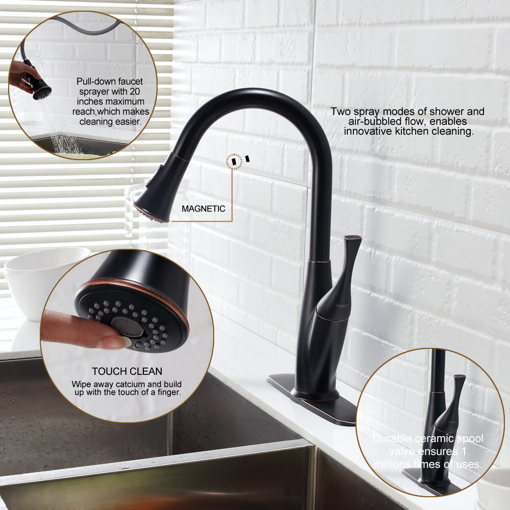 Kitchen Faucet with Pull Out Sprayer, Oil-Rubbed Bronze