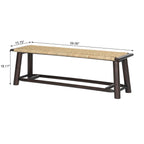 Farmhouse Modern Solid Wood Rattan Bench - 59 Inch