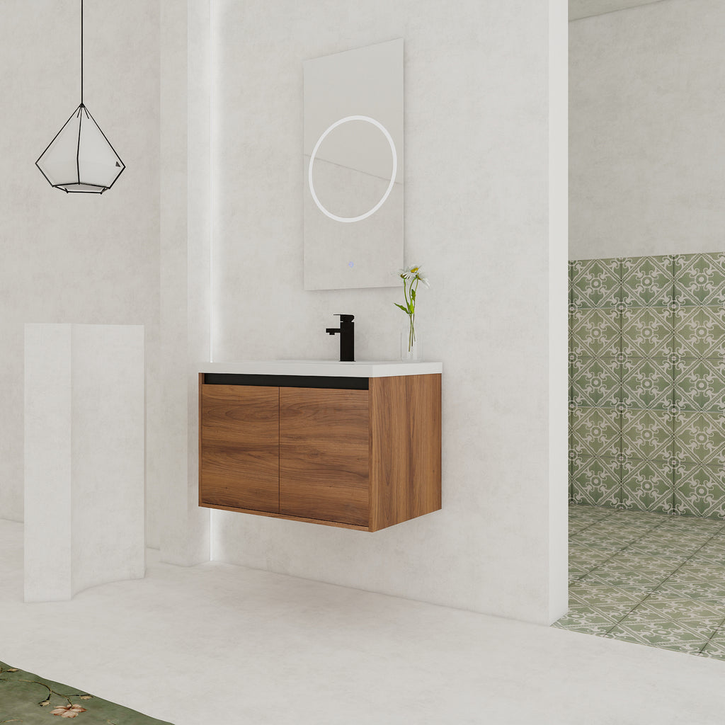 30" Wall Mounted Bathroom Vanity with Resin Basin