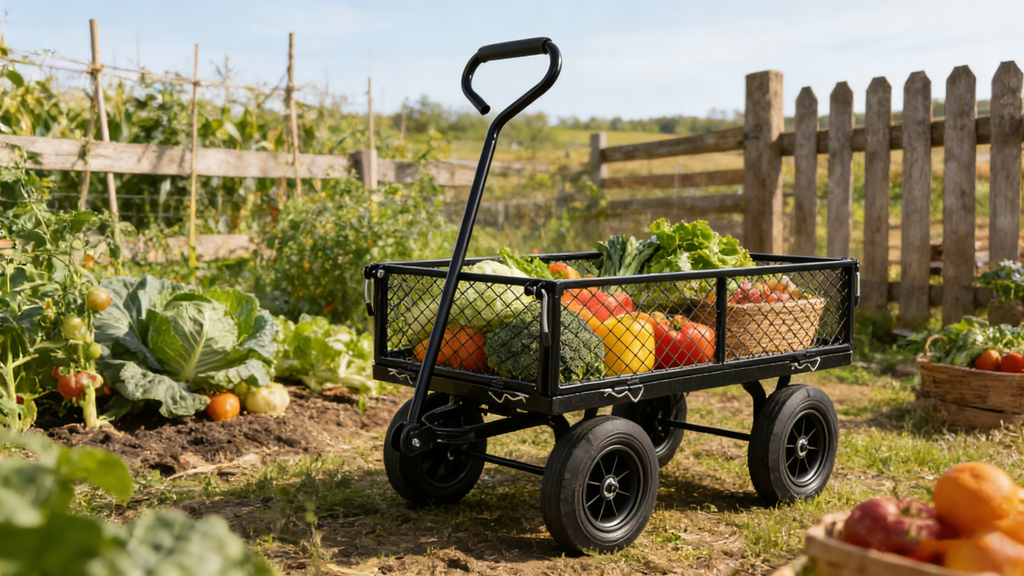 Black Solid Wheels Wagon Cart