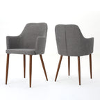 Mid Century Modern Fabric Upholstered Dining Chairs - Set of 2