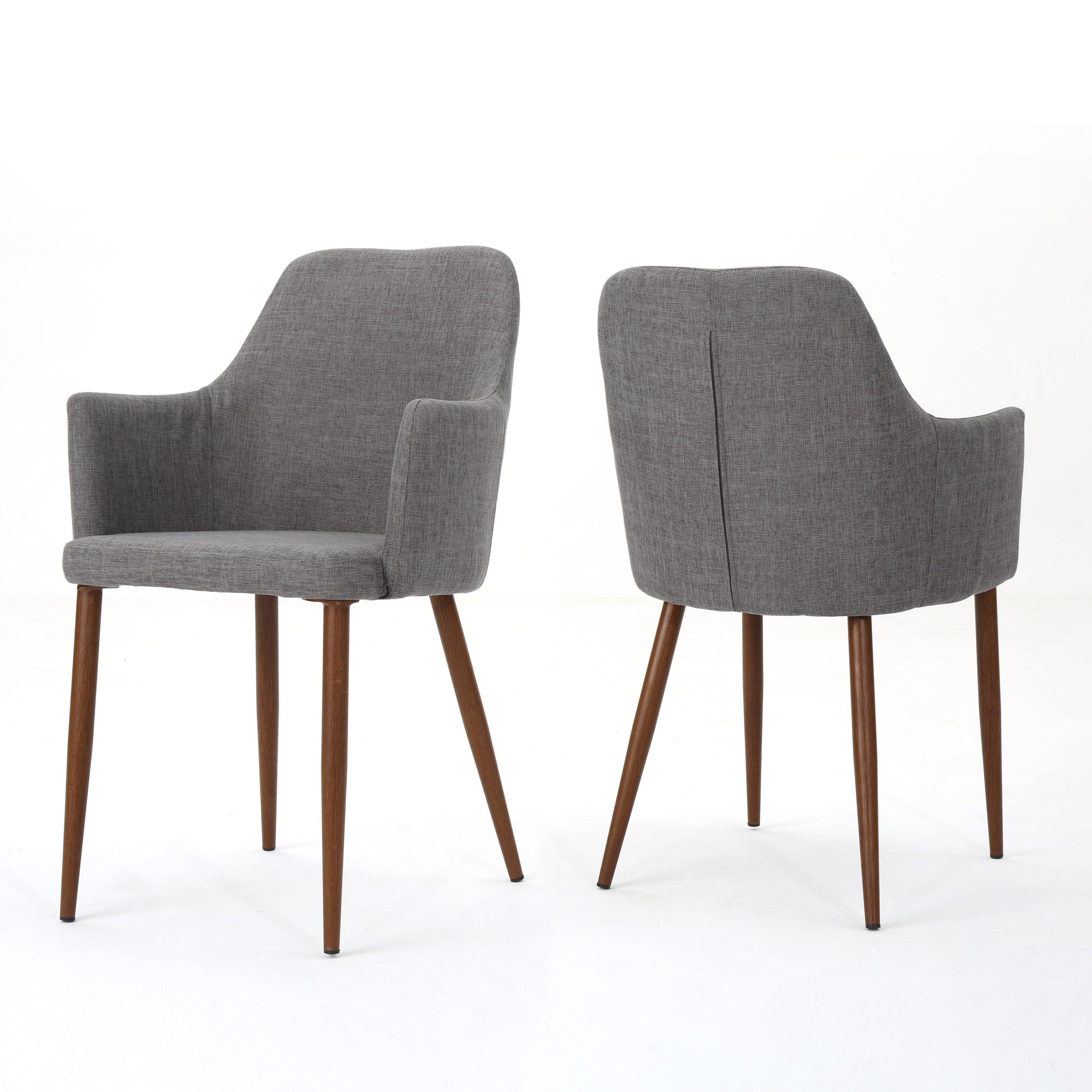 Mid Century Modern Fabric Upholstered Dining Chairs - Set of 2