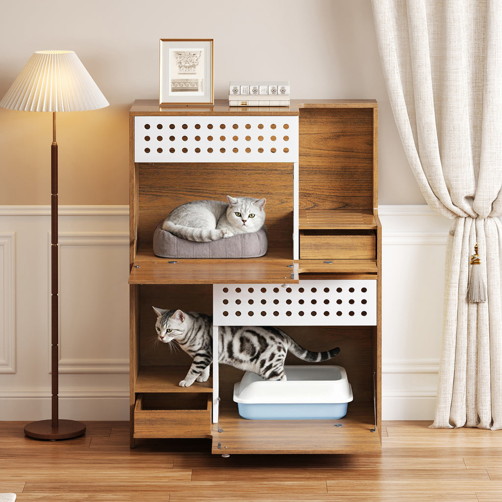 Modern 2 IN 1 Cat Furniture - Cat Litter Box Enclosure