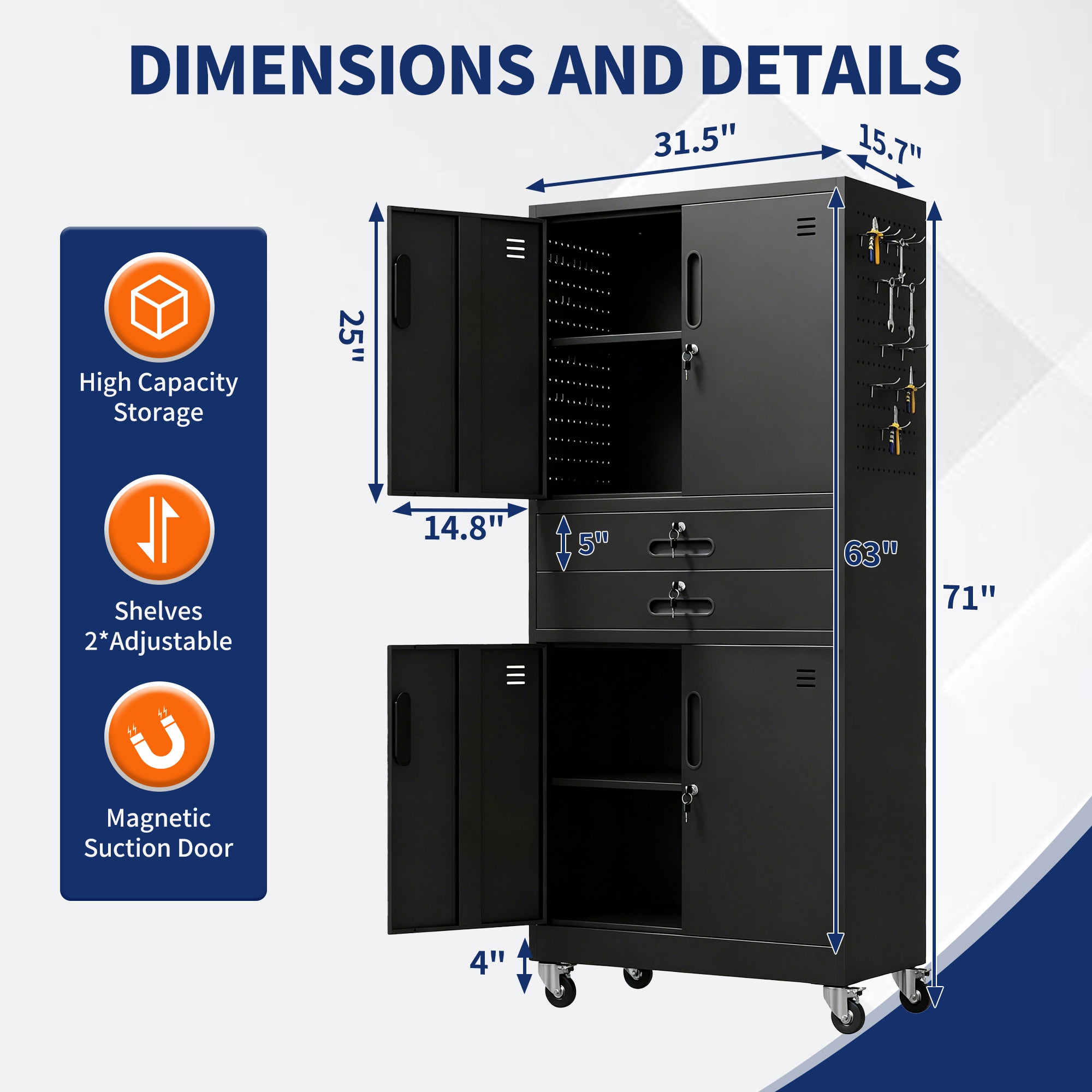 Metal Storage Cabinet with Two Drawers