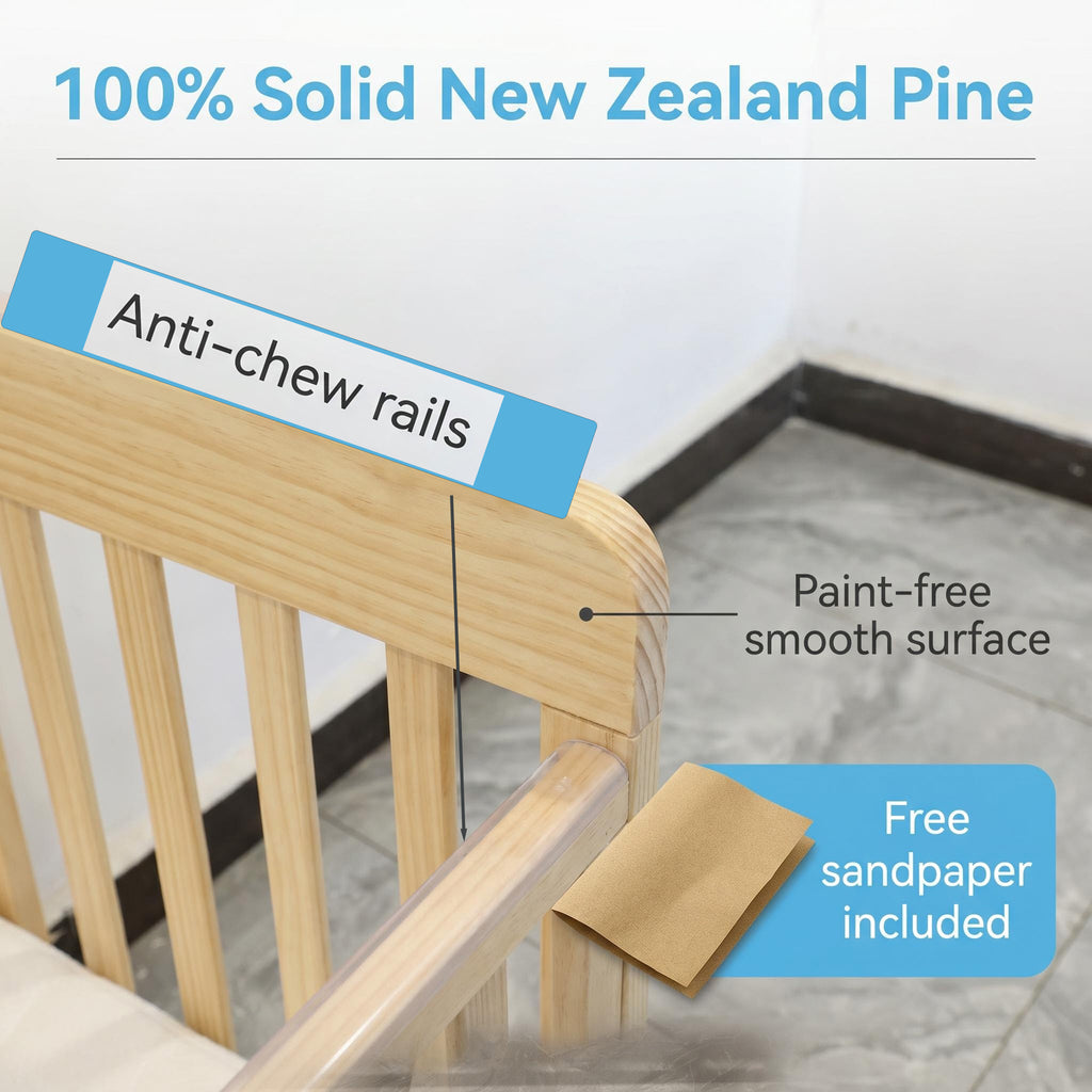 Portable Pine Wood Bedside Bassinet