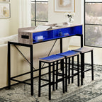 59 Inch Bar Table with Power Socket and LED Light Set