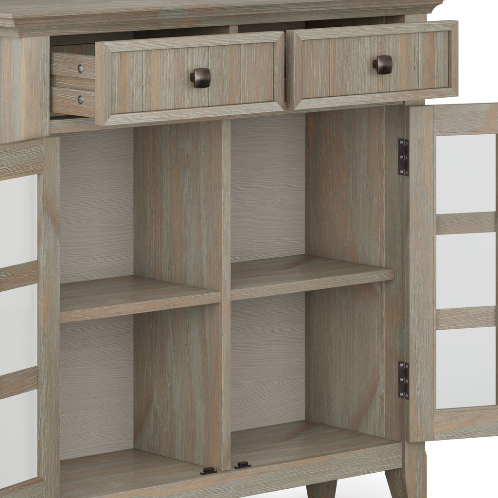 Acadian 36-Inch Wide Solid Wood Entryway Storage Cabinet in Distressed
