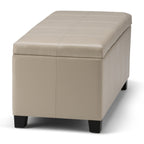 Dover 36 Inch Wide Storage Ottoman Bench in Satin