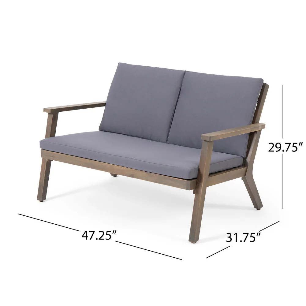 Temecula Outdoor Acacia Wood 4-Seater Chat Set