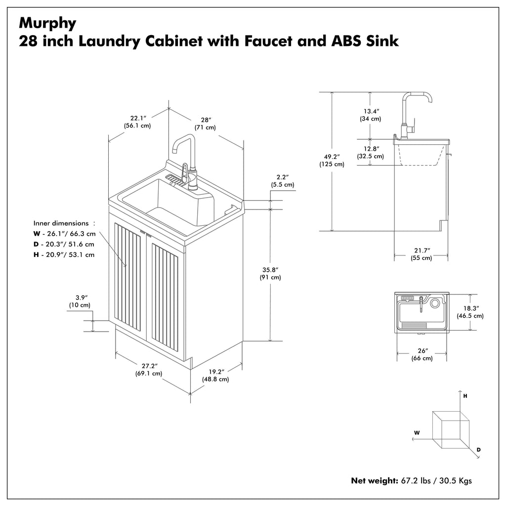 Murphy All-In-One 28-Inch Laundry Utility Sink and Cabinet