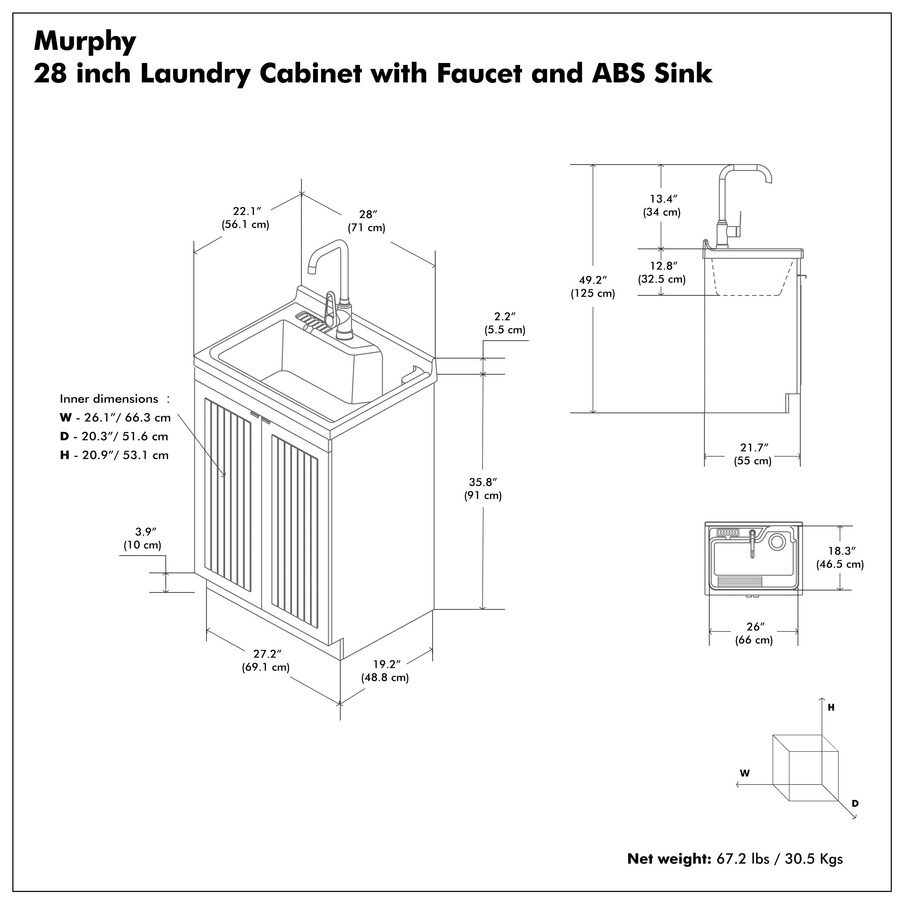 Murphy All-In-One 28-Inch Laundry Utility Sink and Cabinet