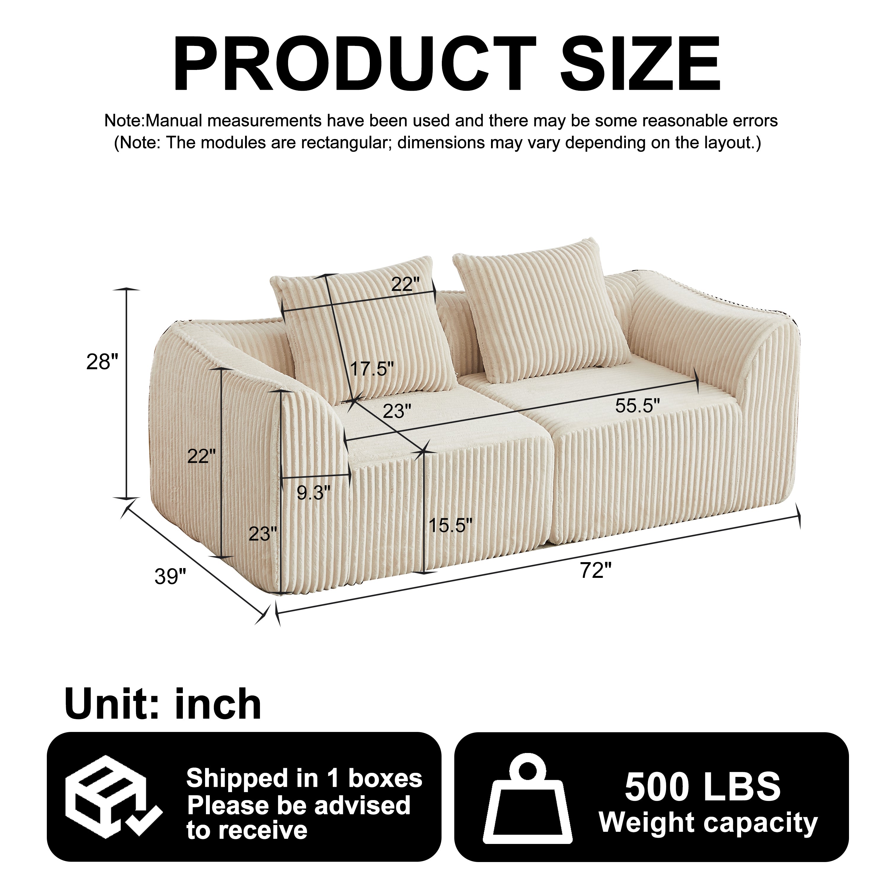 Minimalist Corduroy Sofa Featuring Curved Lines