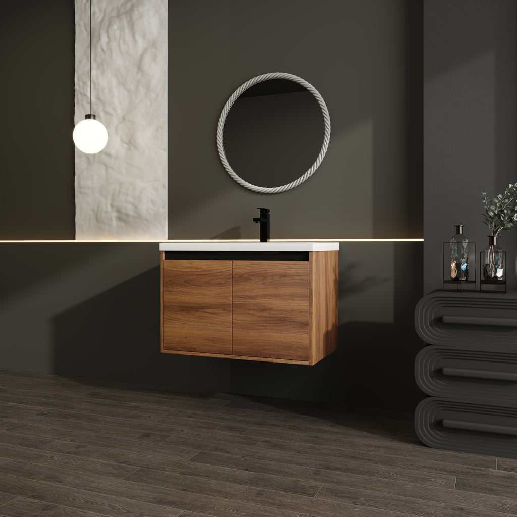 30" Wall Mounted Bathroom Vanity with Resin Basin