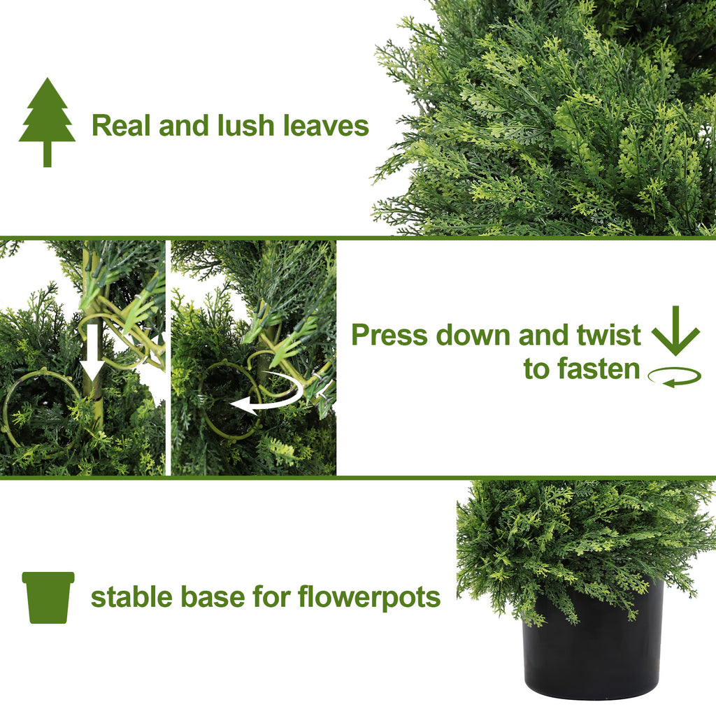 7FT Tall Artificial Two-Tone Cypress Pine Tree – Realistic Lifelike Faux Greenery with