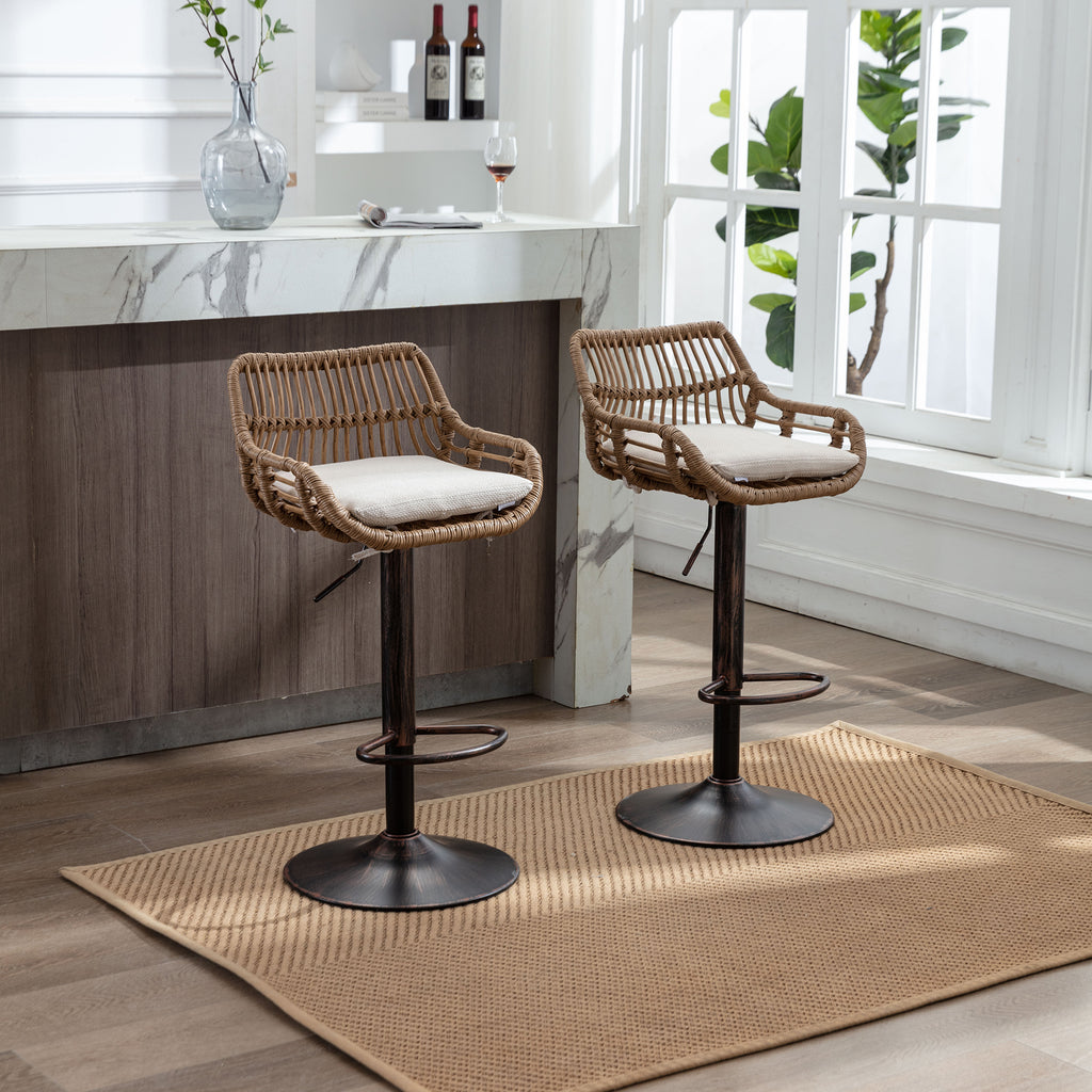 Modern Swivel Bar Stools Set of 2 Adjustable Counter Height Chairs