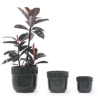 Handmade Ceramic Planter Set of 3, 15/12/9 Inch Diameter, Dark