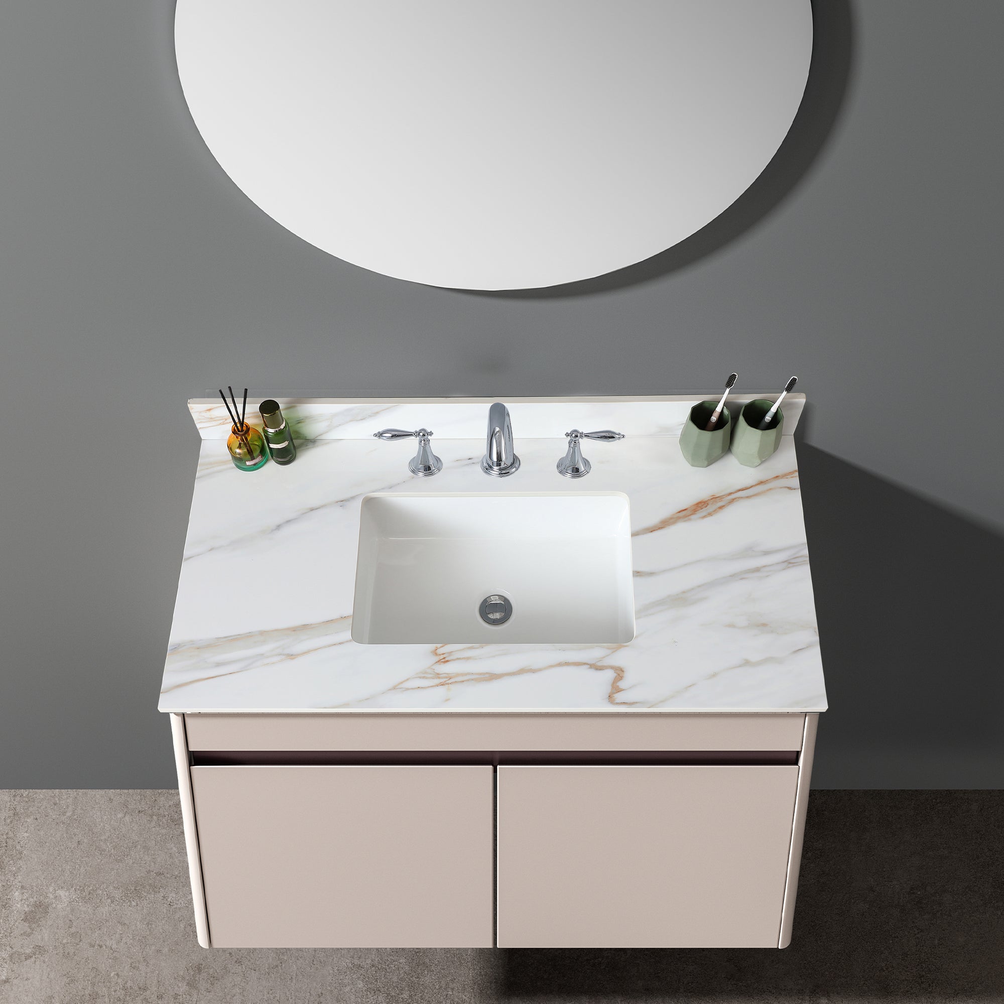 43 Inch Carrara Marble Vanity Top with Undermount Sink