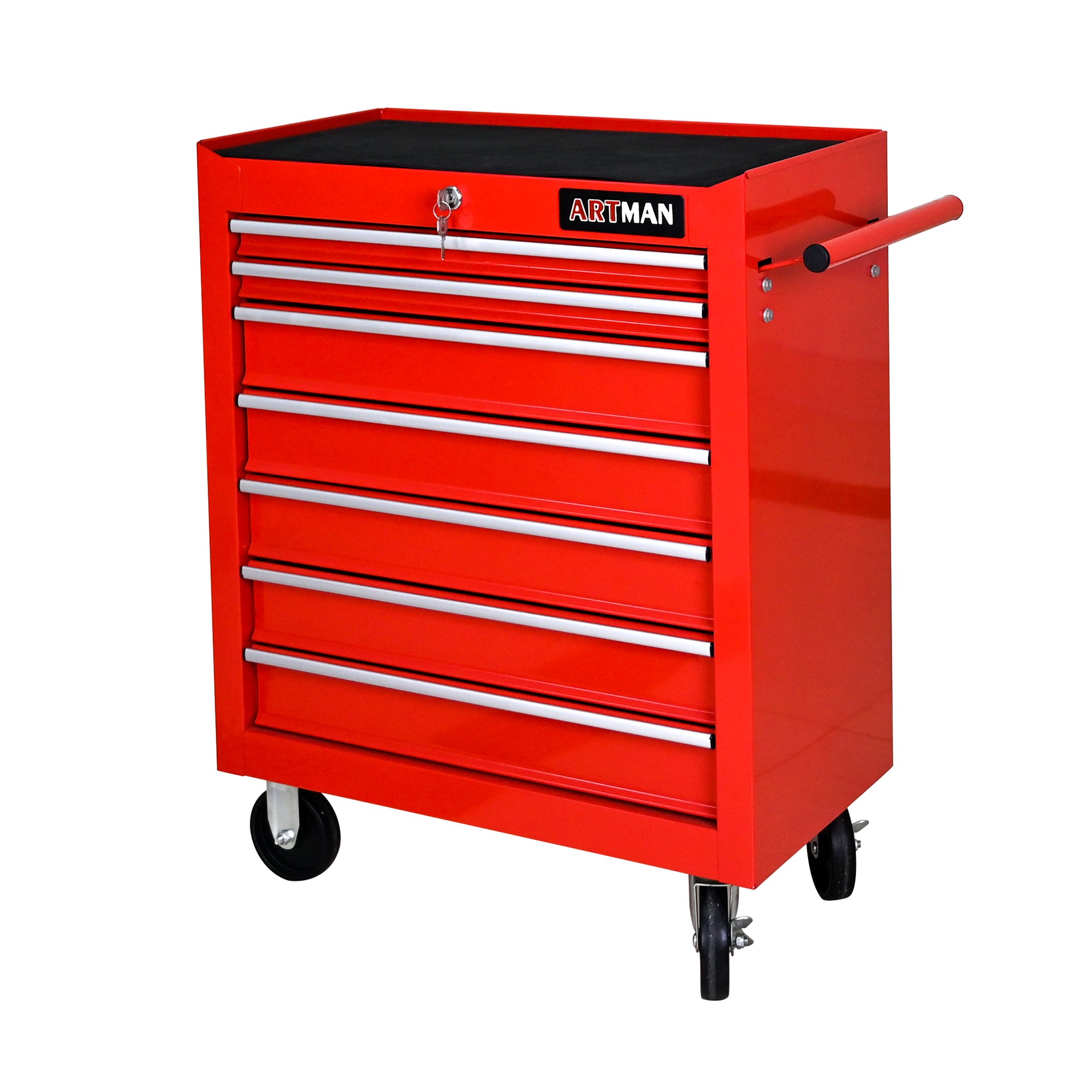 7 Drawers Multifunctional Tool Cart With Wheels - Red