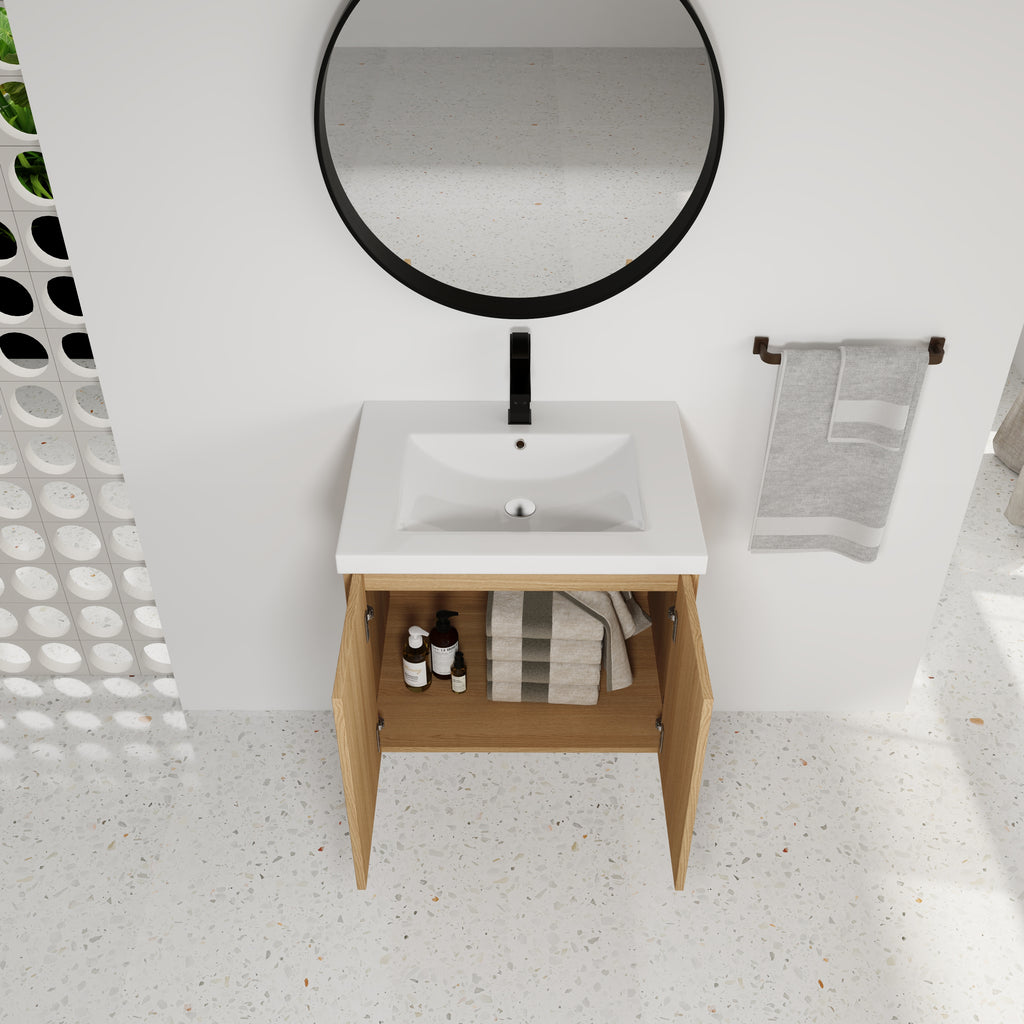 24" Floating Bathroom Vanity with Sink, Light