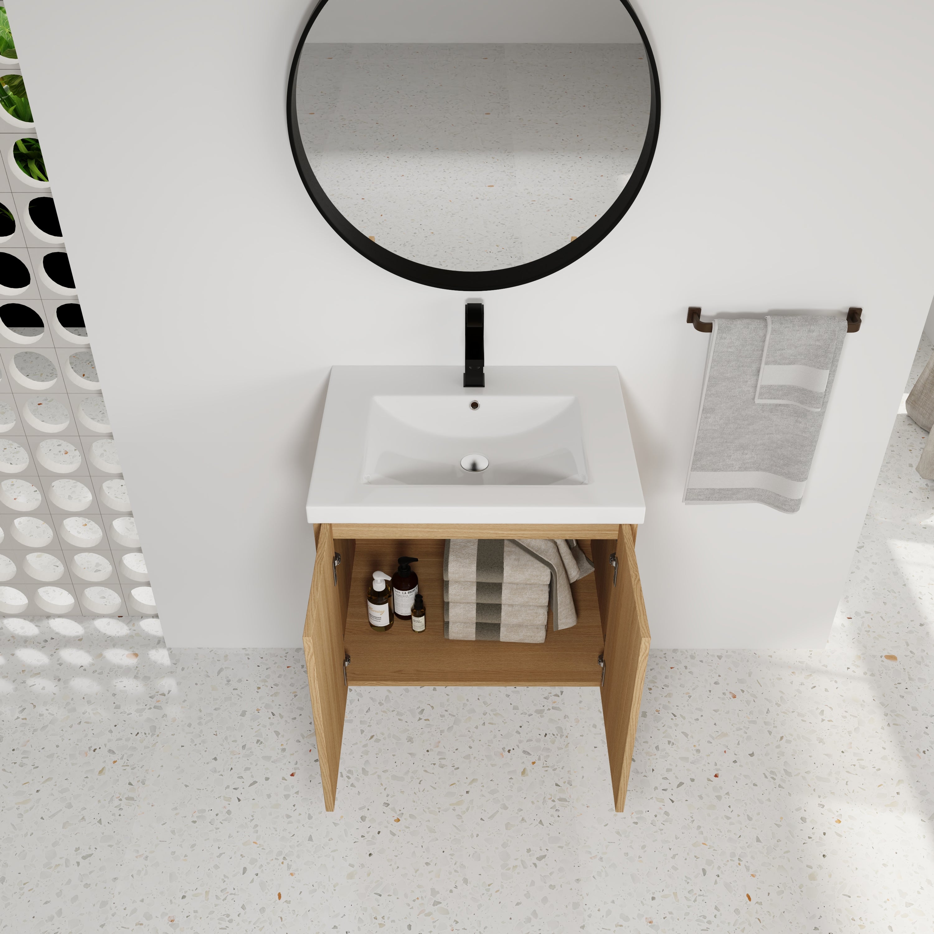 24" Floating Bathroom Vanity with Sink, Light