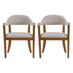 Wood Frame Upholstered Dining Chairs with Armrests (Set of 2)