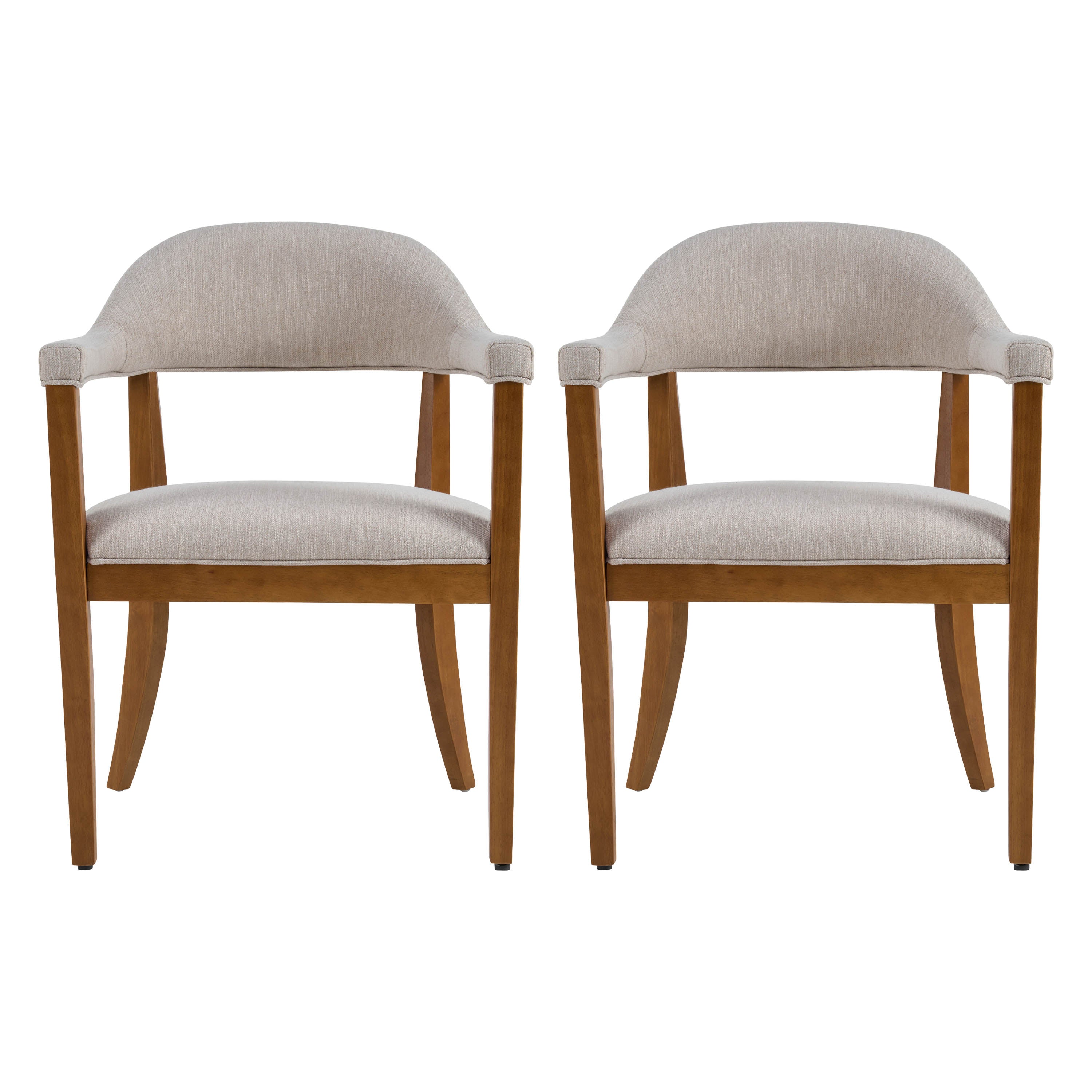 Wood Frame Upholstered Dining Chairs with Armrests (Set of 2)