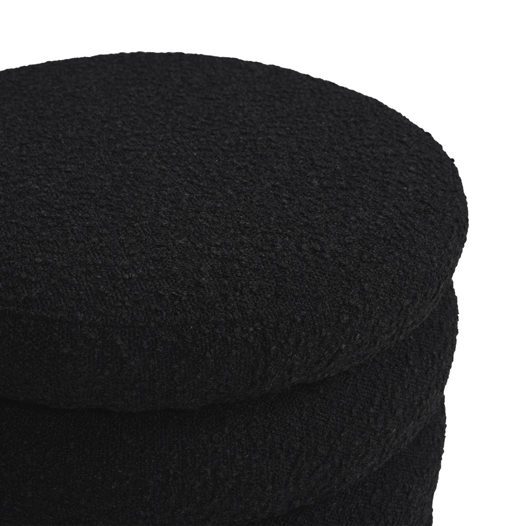 Fuji 19" Oversized Round Storage Ottoman, Ebony