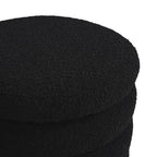 Fuji 19" Oversized Round Storage Ottoman, Ebony