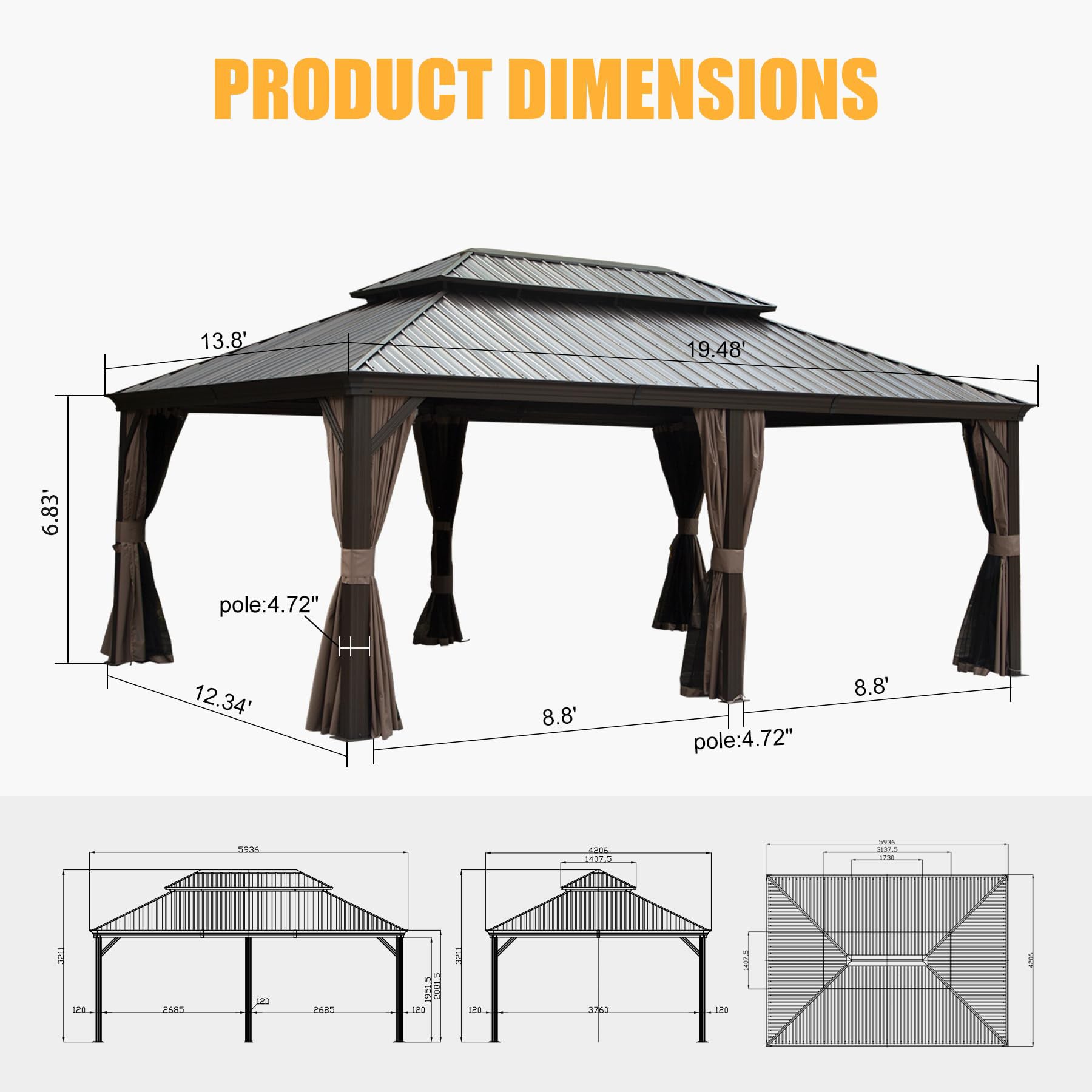 14x20FT Hardtop Gazebo