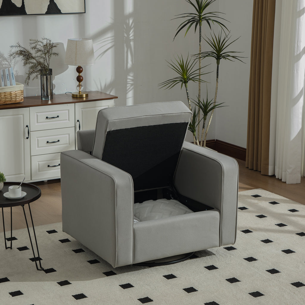 33.6" Upholstered 360° Swivel Armchair with Hidden Storage