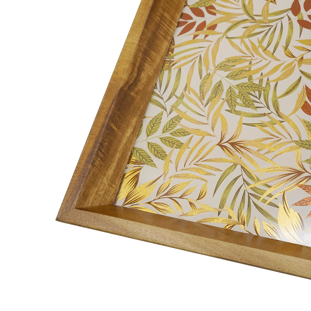 Set of 2 Square Acacia Wood Mirrored Tray