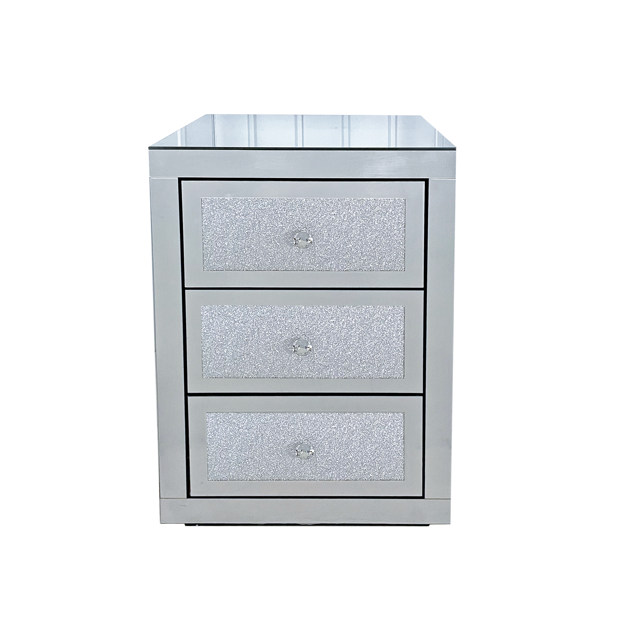3-Drawer Mirrored Nightstand Bedside Table Glass Accent End Table