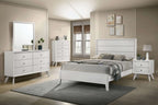 White Queen Size Bed Panel Headboard with Wave Texture