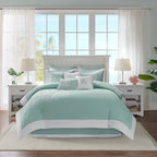 Oversized Cotton Jacquard Comforter Set Aqua Cal King