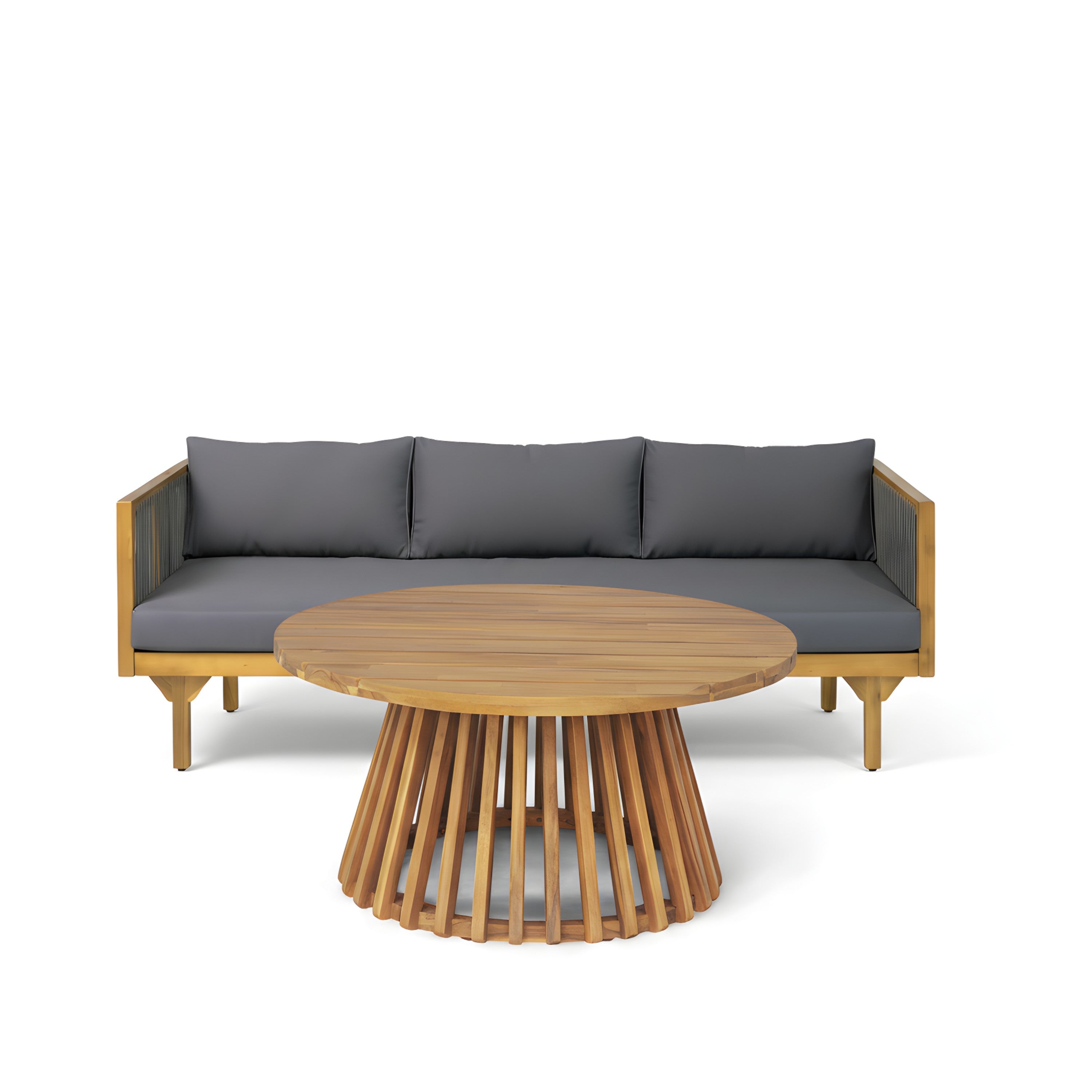 2-Piece Outdoor Patio Set: Sofa with Dark