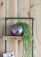 12" x 6" x 27" Iron and Wood Wall Shelf With Two Shelves