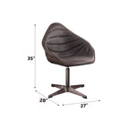 Pipino Antique Ebony Top Grain Leather Accent Chair with Swivel