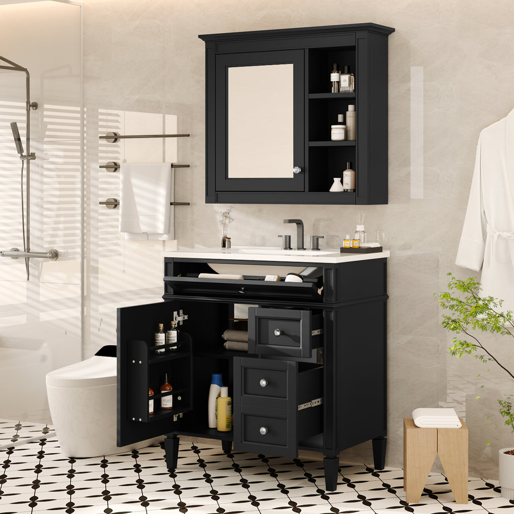 30" Bathroom Vanity with Top Sink and Storage Cabinet