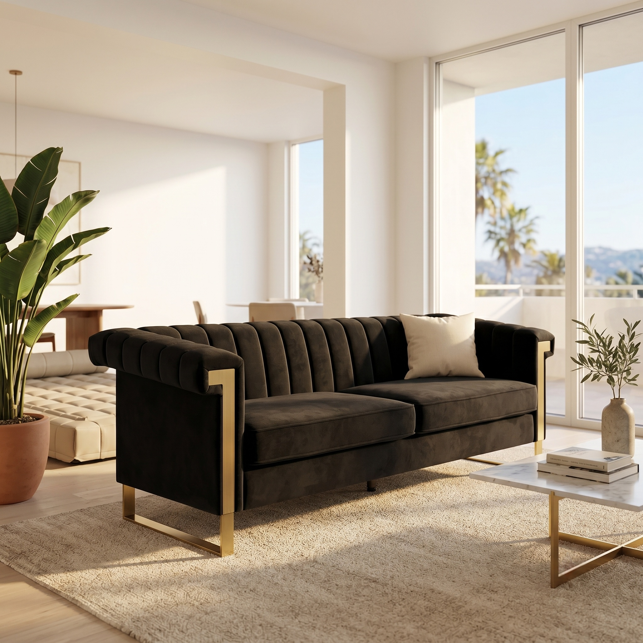 FX-P81B-BK Chesterfield Sofa