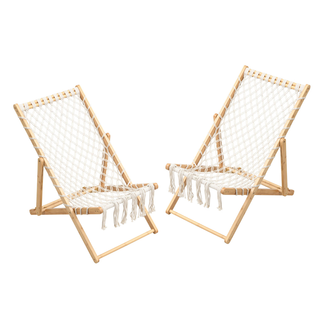 Set of 2 Weaving Chairs with Handwoven Rope