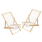 Set of 2 Weaving Chairs with Handwoven Rope