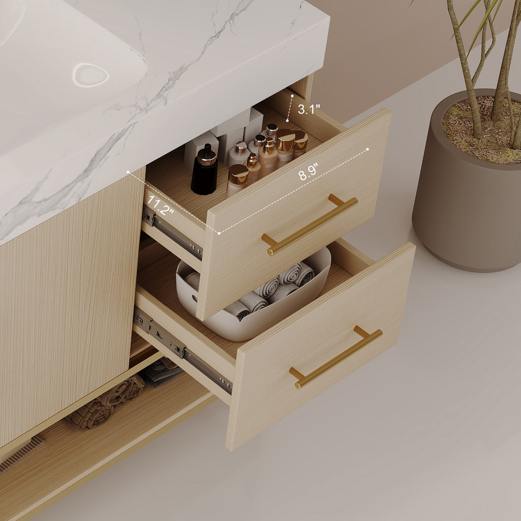 36" Modern Free-Standing Bathroom Vanity with Seamless Sink