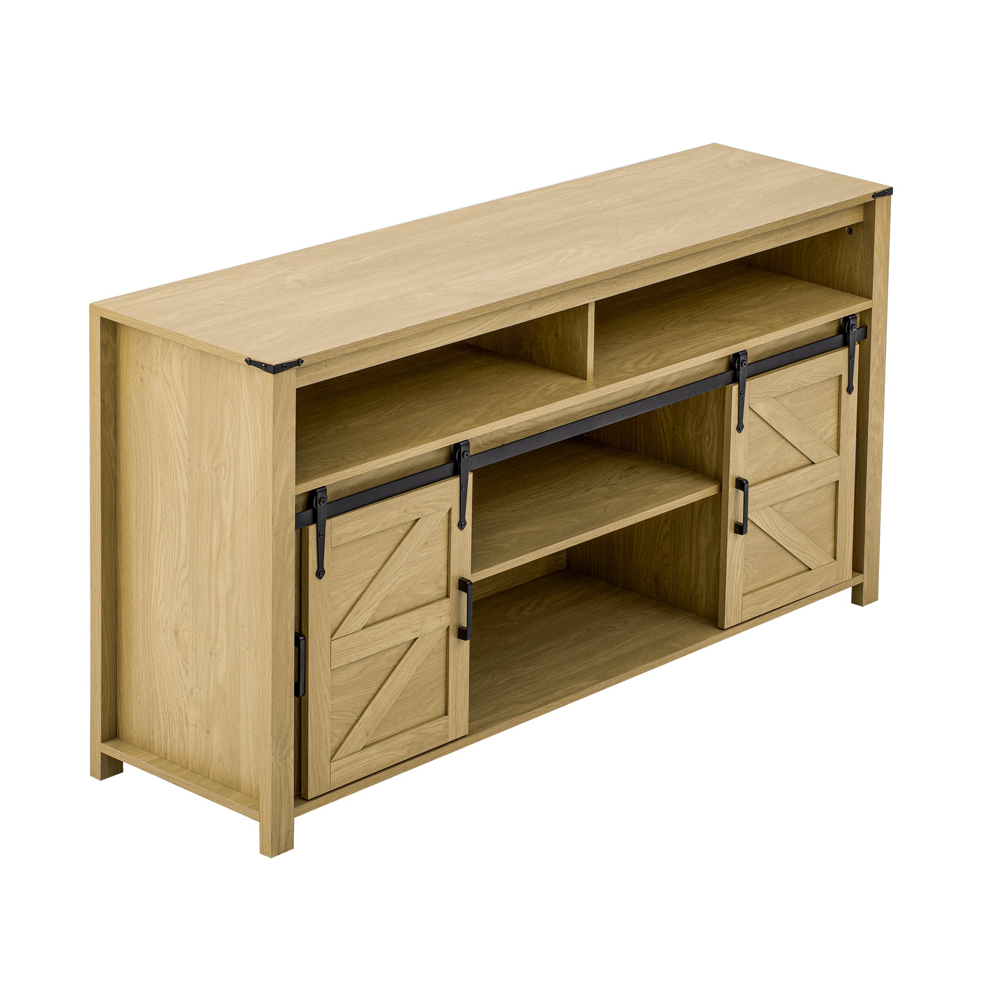 U_STYLE 59.3'' Sideboard with Sliding Barn Door and Mesh Panels