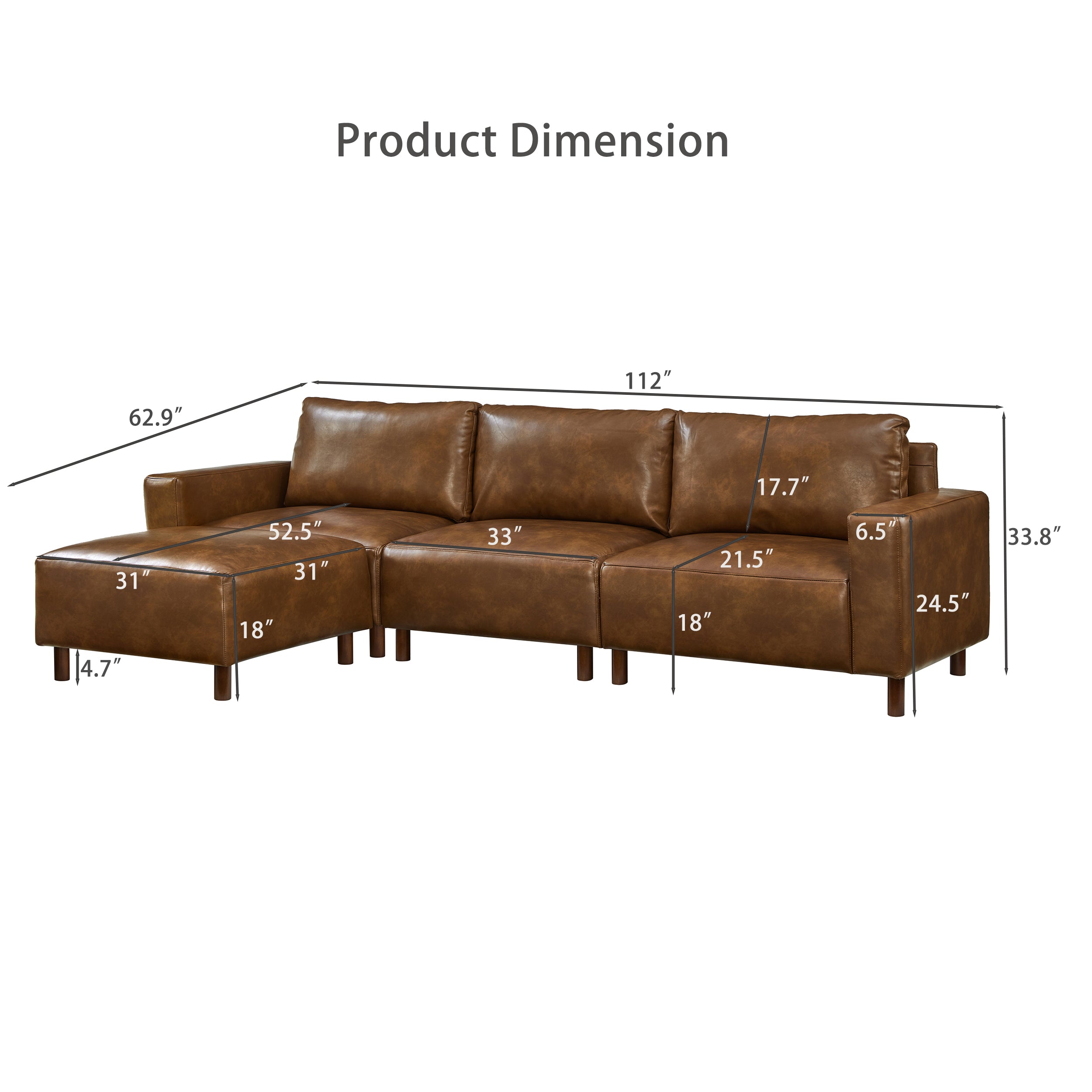 Modern Luxury Sectional Sofa Couch with Ottoman