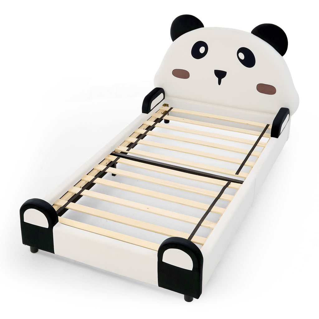 Twin Size Cute Panda-Shaped Kids Bed with Safety Soft Padded Edges