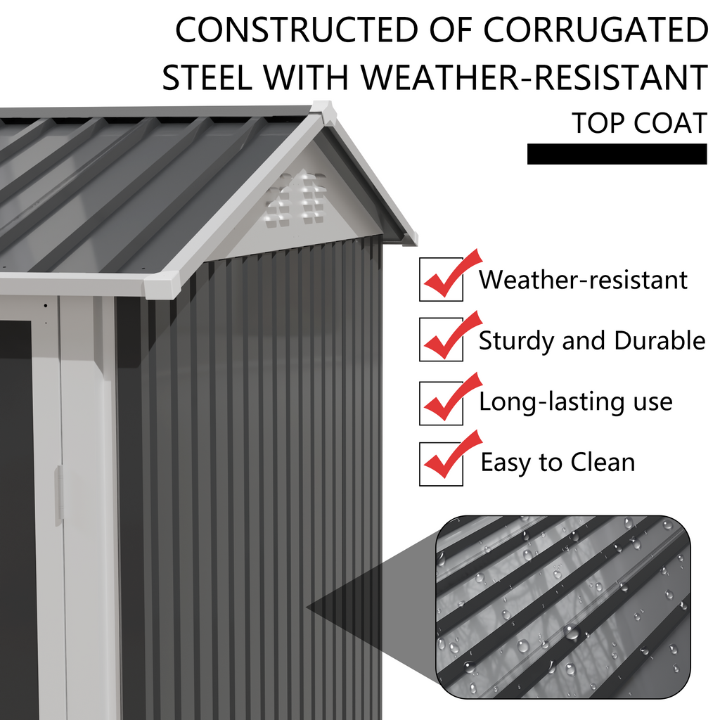 9x6 FT Metal Garden Shed for Patio and Backyard Storage