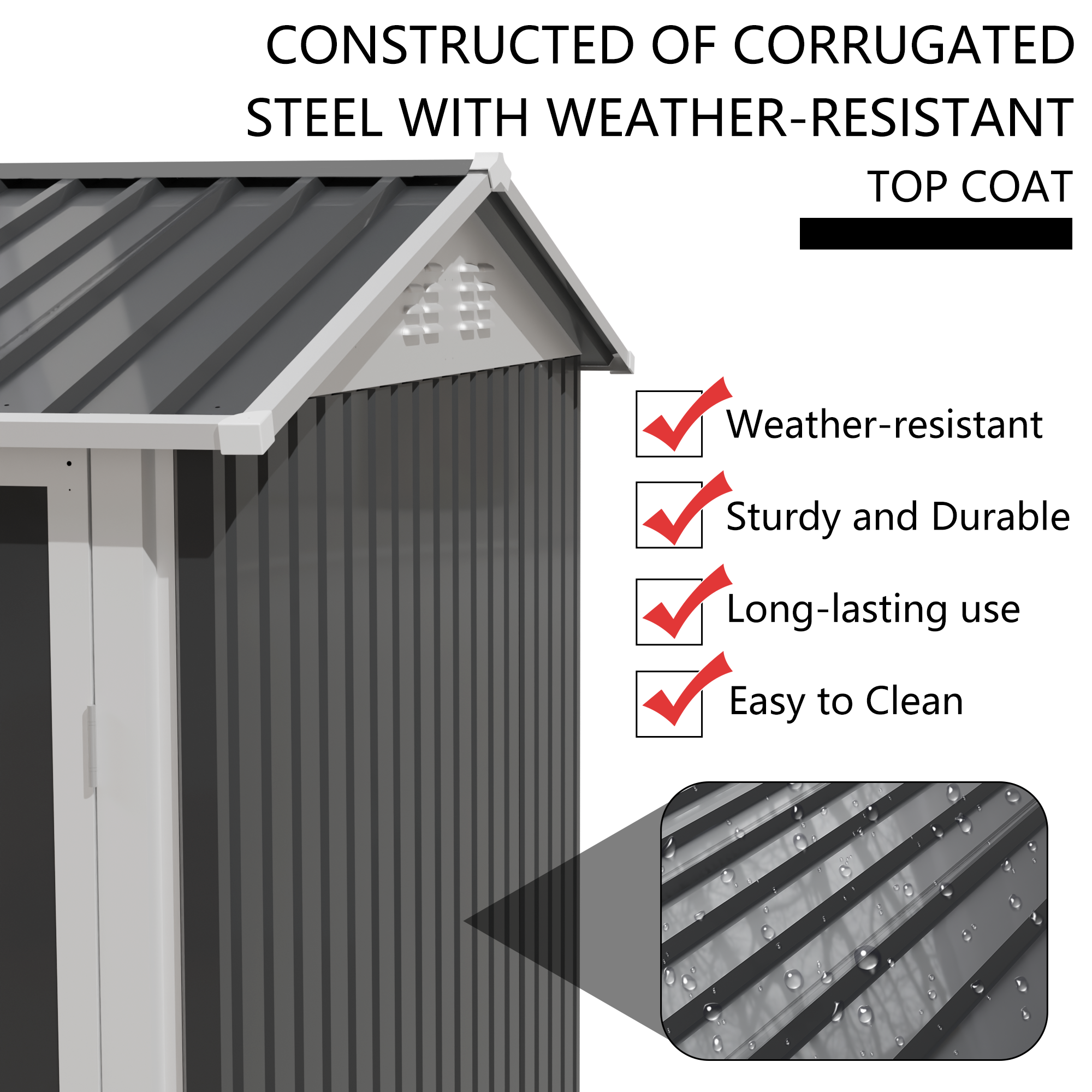 9x6 FT Metal Garden Shed for Patio and Backyard Storage