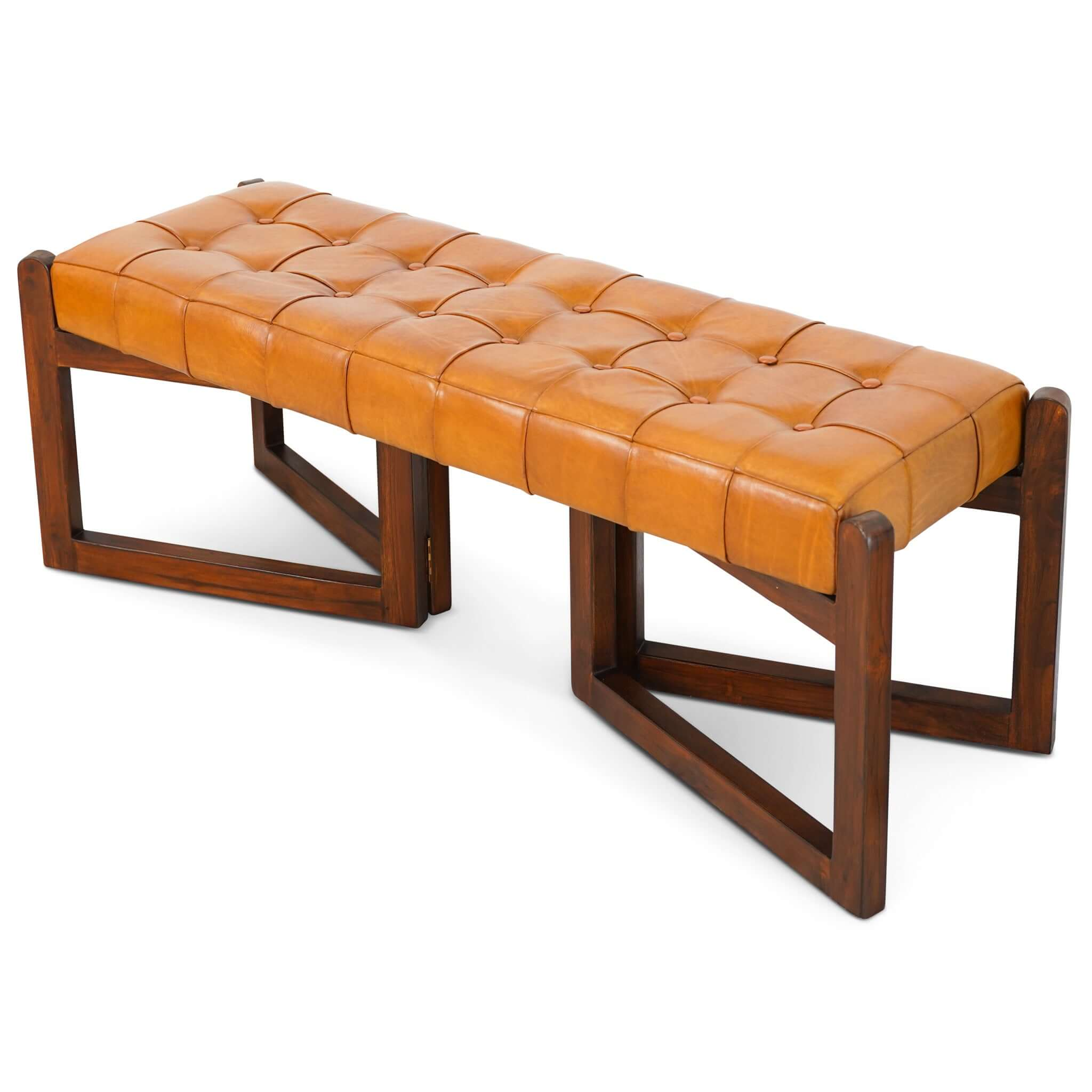 Mid-Century Riley Leather Bench