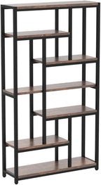 78.7" Extra Tall 7-Tier Industrial Vintage Rustic Bookcase