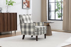 Upholstered Accent Chair, Vintage Armchair with Solid Wood Legs